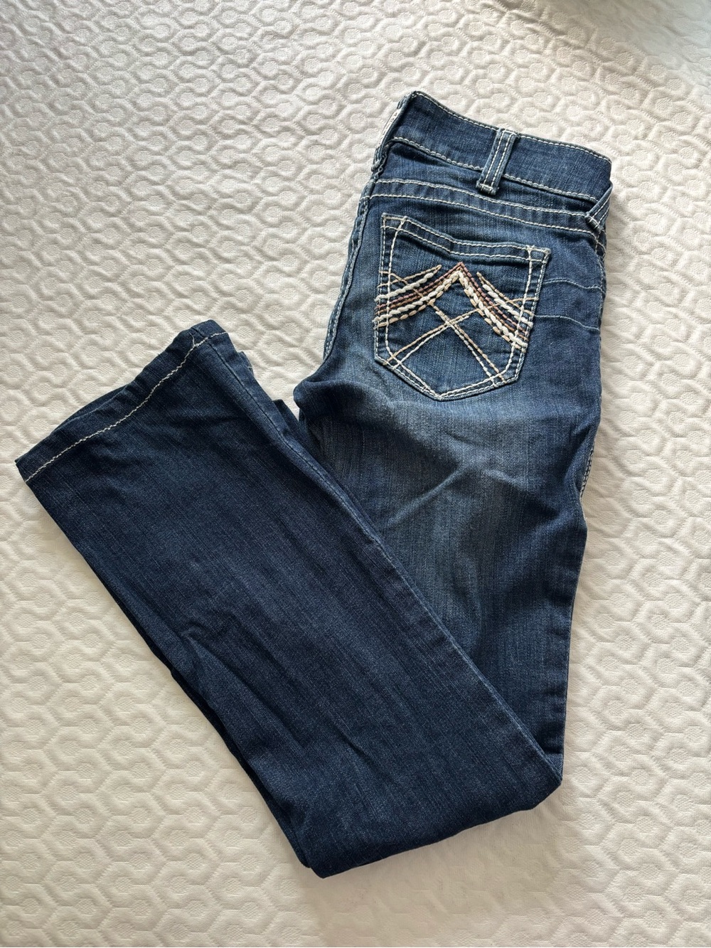 Ariat Women's Dark Blue Boot Cut Jeans with Embroidered Pockets